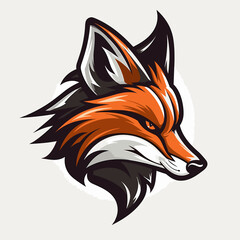 Esport vector logo fox on white background, fox icon, fox head, fox sticker