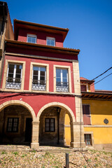 Fototapeta na wymiar Colorful buildings in Aviles old town, Asturias, Spain