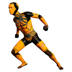 3D Rendering Male Robot on White