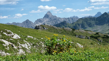 Blick vom Nebelhorn im Allgäu bei Oberstdorf.