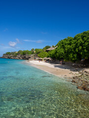 Beautiful turquoise, blue water and white beach at Curacao (Playa Kalki)