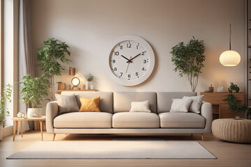 clock in room classic style background design - obrazy, fototapety, plakaty