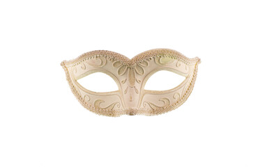 golden masquerade eye mask isolated on white background