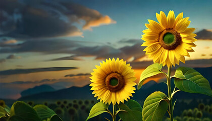 a sunflower is shown in front of a green background