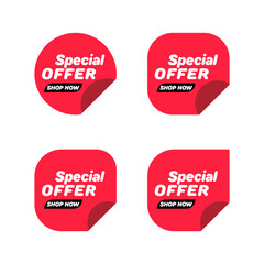 Set of Sale badges. Sale quality tags and labels. Template banner shopping badges. Special offer, sale, discount, shop, black friday. Vector illustration.