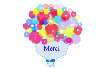 "Thank you" bouquet, written in French.
A cute bouquet will liven up the mood when you want to thank your family, friends, lovers, school, company, etc.