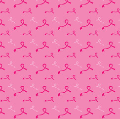 Pink ribbon pattern background supporting breast cancer awareness in october. Seamless pattern for breast cancer awareness