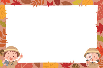 秋の探検隊の少年少女　フレーム