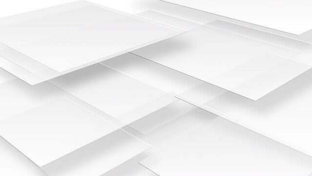 White grey abstract motion background with geometric square shapes. Seamless looping animation