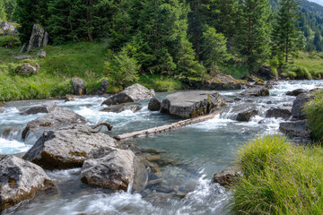 Motion from river flowing in Swiss Alps