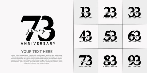 set of anniversary logo with black number and black handwriting text can be use for celebration