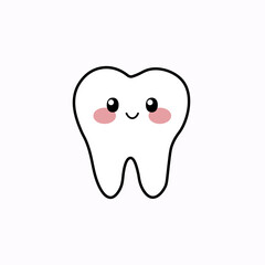 Tooth kawaii icon. Clipart image isolated on white background