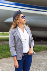 Young woman on the airfield