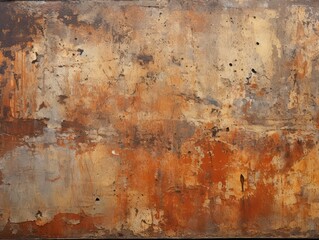 Weathered grunge rusty orange and textured metal background, highlighting the raw and industrial aspect of metal surfaces. Generative AI