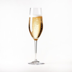 Glass of prosecco side view isolated on a white background 