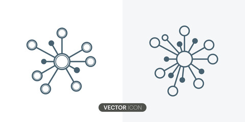 Business Hub network connection icon.Simple connection line icon  in modern design style for web site and mobile app.Different style icons.Vector Illustration