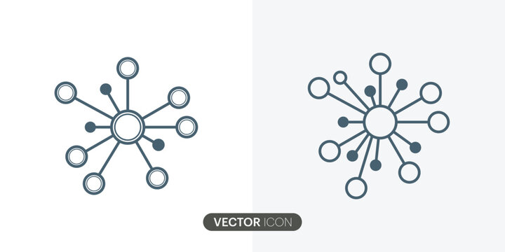 Business Hub network connection icon.Simple connection line icon  in modern design style for web site and mobile app.Different style icons.Vector Illustration
