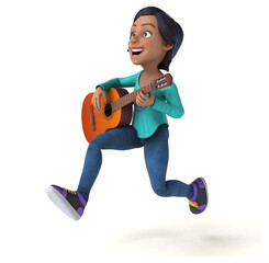 Fun 3D cartoon asian teenage girl