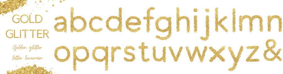 Gold glitter letter lowercase, alphabet, text, character, font