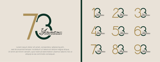 set of anniversary logo black and brown color on white background for celebration moment