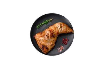 Fresh grilled chicken leg with salt, spices and herbs