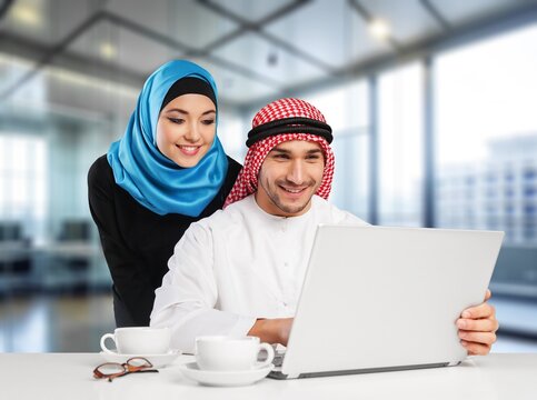 middle-eastern business person wearing traditional clothes, AI generated image