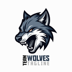 Wolves Mascot Logo: Roar into Action with a Ferocious Wolf Mascot Vector Illustration for Gaming and T-Shirts