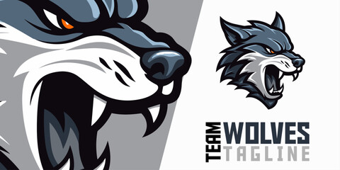 Wolves Mascot Logo: Captivating Wolf Face and Head Logo in Vector Illustration, Great for T-Shirts
