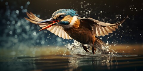 Female Kingfisher emerging from the water after an unsuccessful dive to grab a fish. Taking photos of these beautiful birds is addicitive now I need to go back again