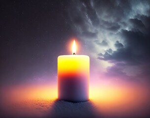 Fototapeta premium burning candle under the open sky