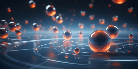 Floating spheres 3d rendering empty space for product show