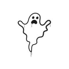 Graffiti drawing ghost. Painted graffiti spray pattern of Halloween ghost. Spray painted Halloween element. Street art style illustration. Vector.