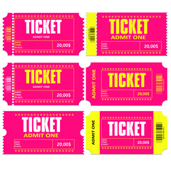 Ticket set icon for various events. EPS10 vector illustration