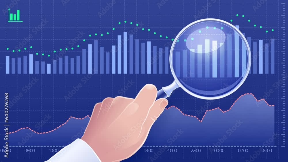 Poster technical analysis of stock exchange charts. motion graphics created in the style of flat animation 