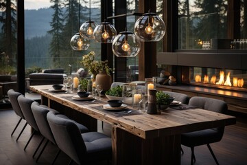 Modern luxury and calming chalet dining room
