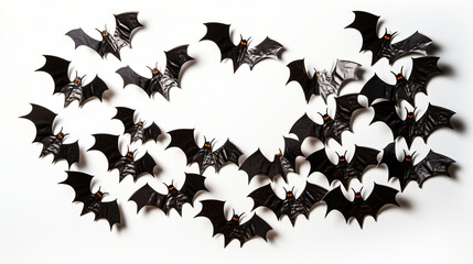 Halloween decoration of bats over white background - obrazy, fototapety, plakaty