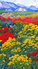 colorful flowers in the field - generative ai
