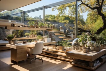Fototapeta premium Minimalist luxury home office