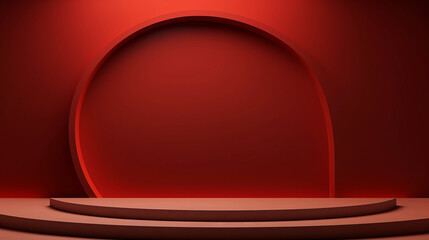 Subdued Elegance: Dark Red Wall Illuminated for Striking Product Presentation