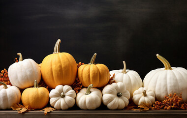 Obraz na płótnie Canvas Autumn pumpkin arrangement. 