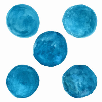 Fünf blaue Watercolor-Kreise