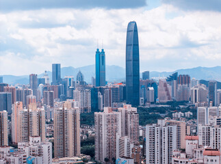 Fototapeta na wymiar Aerial view of Skyline in Shenzhen city in China