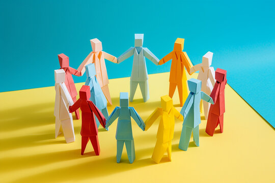 Togetherness cooperation person concept paper team together symbol group community teamwork