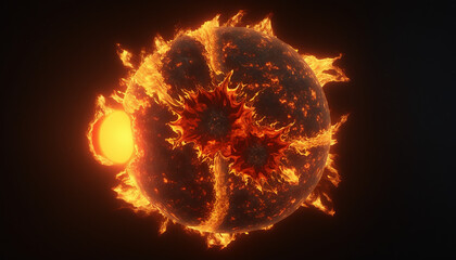 The sun, flames and heat , explosion with alpha channelThe sun, flames and heat in space, explosion with alpha channel