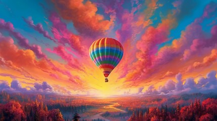 A hot air balloon drifting gracefully through the sky