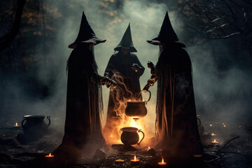 Witches Brewing by the Cauldron