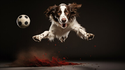 Fototapeta Happy dog destroying a ball obraz