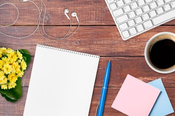 blank notebook on worker's office table