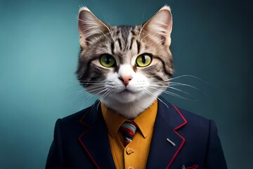 portrait of a cat in a suit  generated ai