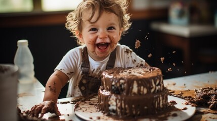 child eating cake